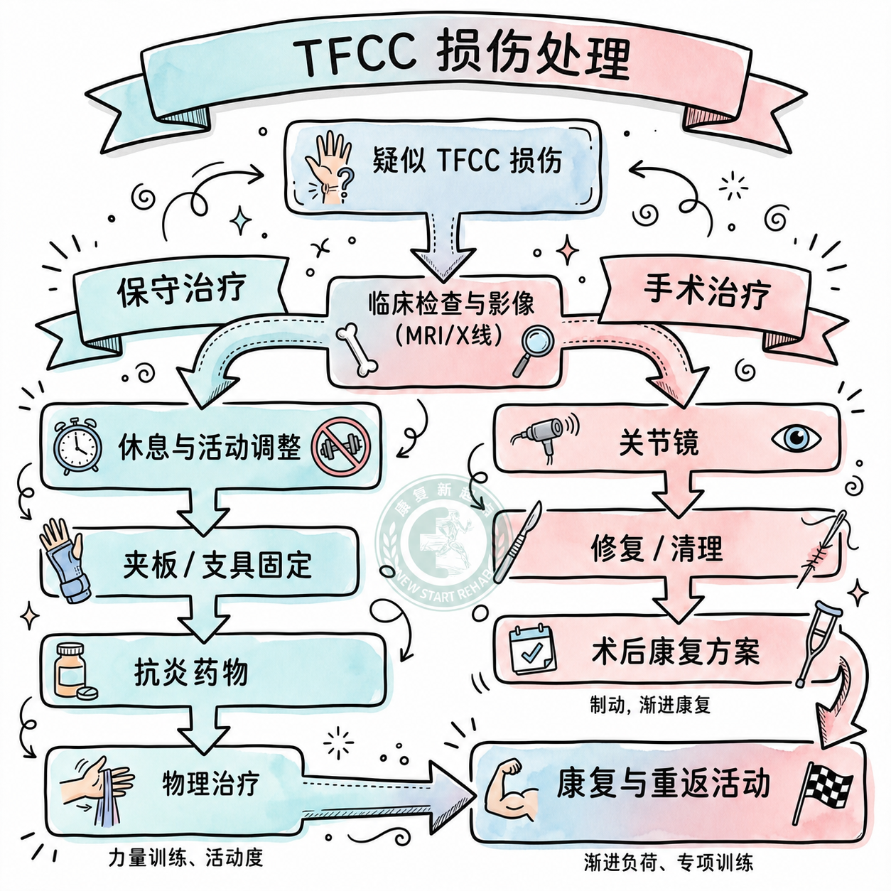 TFCC 损伤处理流程图