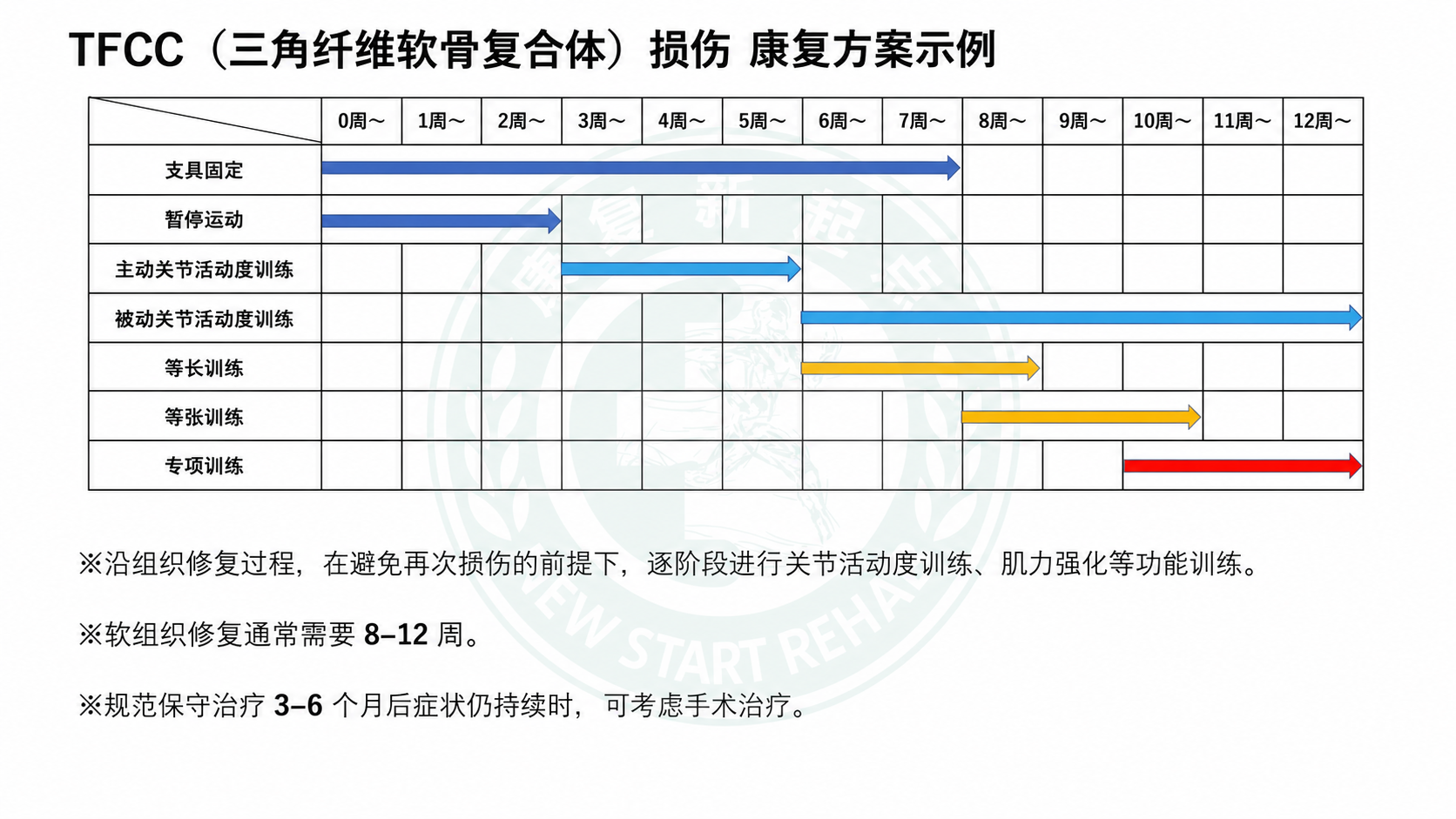 TFCC 康复时间轴图